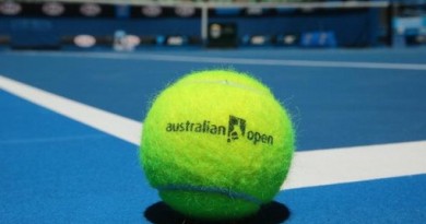 MELBOURNE, AUSTRALIA - JANUARY 05:  An Australian Open tennis ball rests on the court of the newly redeveloped Margaret Court Arena ahead of the 2014 Australian Open at Melbourne Park on January 5, 2014 in Melbourne, Australia.  (Photo by Scott Barbour/Getty Images)
